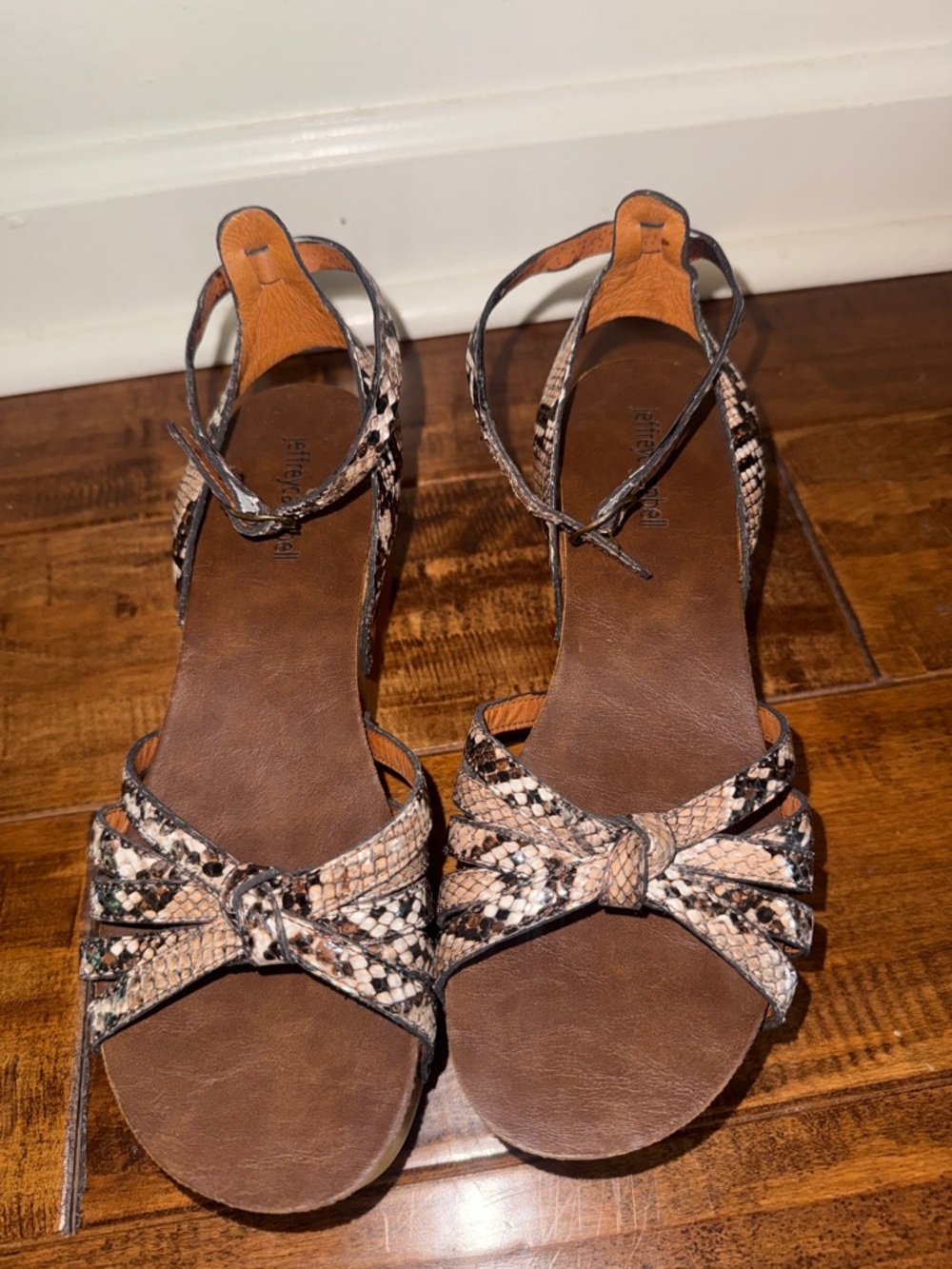 Jeffrey Campbell Snake Print Platform Sandals wooden size 7 EUC - Picture 6 of 11